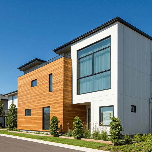 A clean modern house with sparkling windows and gutters