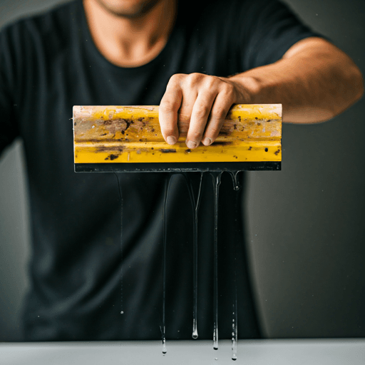 Worker using a squeegee on glass